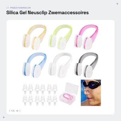 Dailygoods - Silica Gel Neusclip - Zwemaccessoires - Waterdicht - Oordopjes - Geschikt voor Kinderen en Volwassenen - 6 Stuks