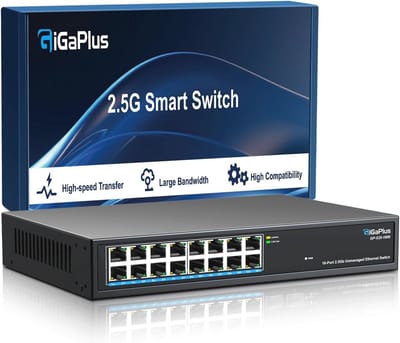 16 Poorten 2.5Gb Niet Beheerde Ethernet Switch - 2.5G Base-T Poorten voor NAS, PC, Draadloos Toegangspunt, WiFi 6 Router - Plug and Play, Geluidsloos Ontwerp