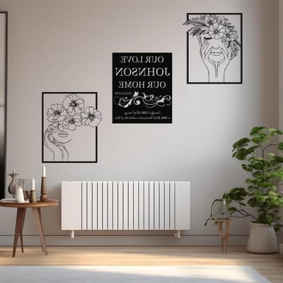 Metalen Wanddecoratie Set - Abstracte Muurkunst - Huis Decoratie - Gepersonaliseerd Ontwerp - 32 cm Breed - Mat Zwart