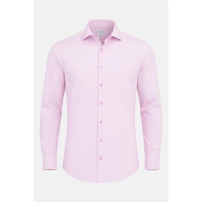 Vercate - Strijkvrij Overhemd - Twill Katoen - Business Shirt - Lange Mouwen - Slim Fit - Heren - Roze - Maat: 37/S