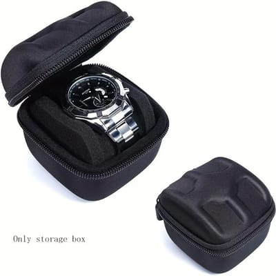 Boîte de Présentation Montre Coque Dure EVA, Boîte Cadeau Montre Multipassages Anti-Choc en Polyester, Étui de Rangement Protecteur Rectangulaire noir