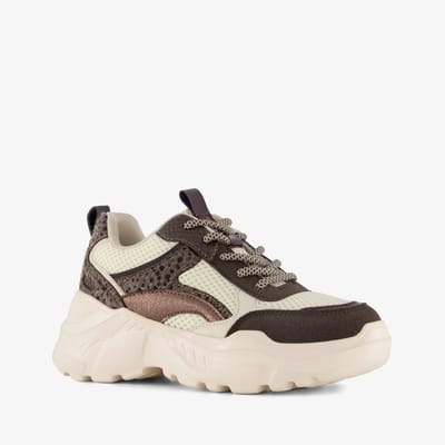 Blue Box meisjes dad sneakers beige bruin - Maat 32 - Uitneembare zool
