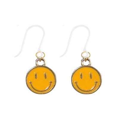 Allergievrij oorbellen -Smiley -goudkleur Geel- kunststof oorbelhaken- Charme Bijoux