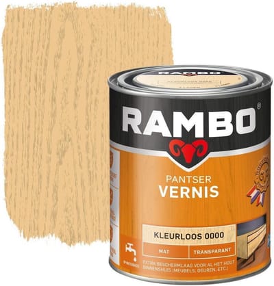 Rambo Pantser Vernis Acryl - Transparant Mat - Kras- & Stootvrij - Sterke Hechting - 0.75L