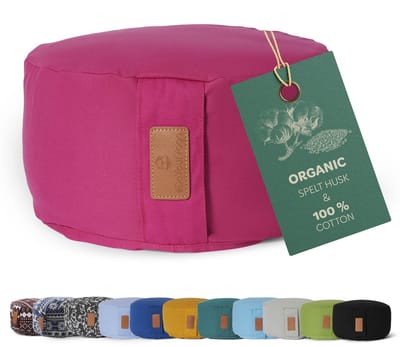 #DoYourYoga - Yoga kussen - »Vishnu« - rond meditatiekussen met bio-organische Spelt vulling - H:15cm, diam.30cm - roze