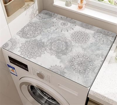 Morbuy Wasmachine en droger bovenbeschermer, grijs-zwart mandala-stijl, antislip wasmachinebescherming, sneldrogende wasmachinehoes, absorberende wasmachinehoes (60 x 60 cm, vintage stijl)