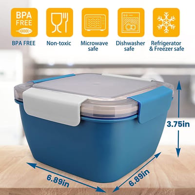 1100ml 1500ml Draagbare Lunchbox Container 2 Laags Vak Saladekom Bento Boxen Saladekommen Lunchbox Lunchcontainer voor Eten 1500ml oranje