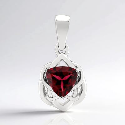 Cavill - Zilveren Hanger - 925 Sterling Zilver Gerhodineerd - Rift Valley Rhodoliet 0 75 ct Triljant - Luxe Rode Edelsteen Uit Kenia