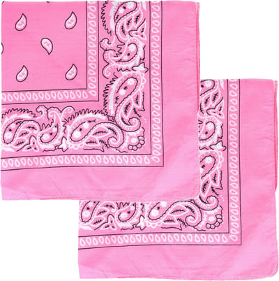 Bandana - 2x - roze - boeren zakdoek - dames/heren - vierkant - cowboy verkleedkleding