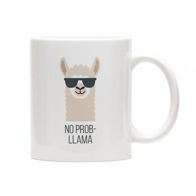 No Prob-llama Mok 330ml – Grappige Lama Koffiebeker met Zonnebril Design – Leuk Cadeau voor Dierenliefhebbers & Humor Fans