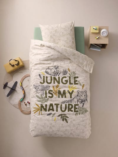 Vertbaudet Set dekbedovertrek + kussensloop voor kinderen met gerecycled katoen GREEN JUNGLE