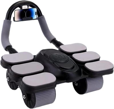 Fitnesswiel - Buikspierroller - Core Training - Automatische Terugslag - 37 x 26.5 cm - Zwart