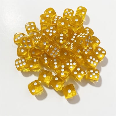 50 stuks/Pak Hoge Kwaliteit Vernieuwd 12 mm Acryl Doorzichtig D6 Punt Dobbelstenen 12 Ronde Hoek Boetiek Dobbelstenen 12mm Gold
