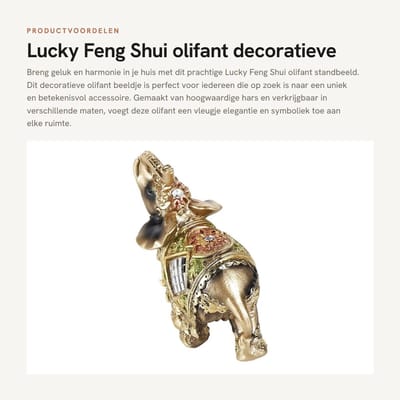 Dailygoods- Olifant Standbeeld Groot - Decoratie Beeld - Hars Beeldje - Feng Shui Sculptuur - Geluksfiguur - Antislip Onderkant - Decoratiebeeld