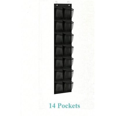 Deur Hangende Schoen Organizer, 6-35 Vakken, Schoenrek met Grote Capaciteit, Ruimtebesparende Kastopslag, Mesh Achterkant, Cadeau Idee 14 Grids zwart