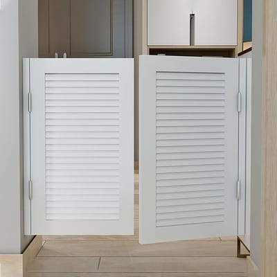 Draaideuren Hout - Tweedelige Deuren - Ruimte Verdelen - Automatische Sluiting - 75x90 cm - Wit