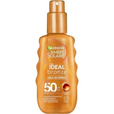 Garnier Ambre Solaire Ideal Bronze Milk-In Tanning SPF 50 Spray for Face and Body 150ml