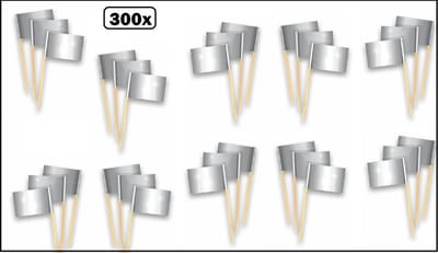 300x Cocktailprikker metallic zilver - Festival thema feest goud party food hapjes huwelijk