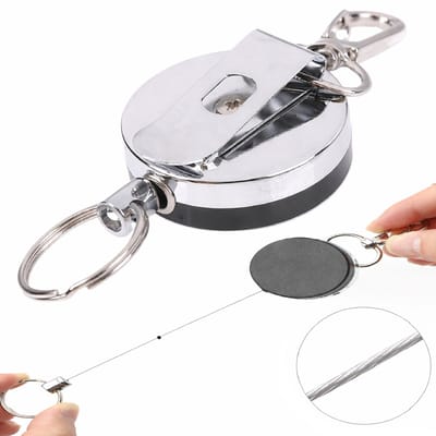 Uittrekbare Broekclip Sleutelhanger I Met Karabijnhaak I Voor Pasjes I Pasjes Houder I Pasjes Hanger I Pasjeshouder Met Terugslag Riem I 60 CM I RVS