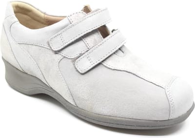 Xsensible, LUCIA, 10027.2.809, Lichtgrijze dames stretch klittenbandschoen