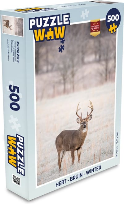 Puzzel Hert - Bruin - Winter - Legpuzzel - Puzzel 500 stukjes