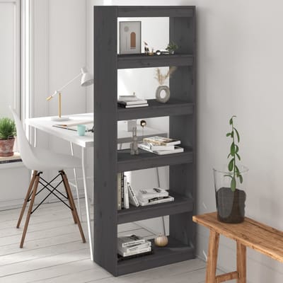 vidaXL - Boekenkast/kamerscherm - 60x30x167,5 - cm - massief - grenenhout - grijs