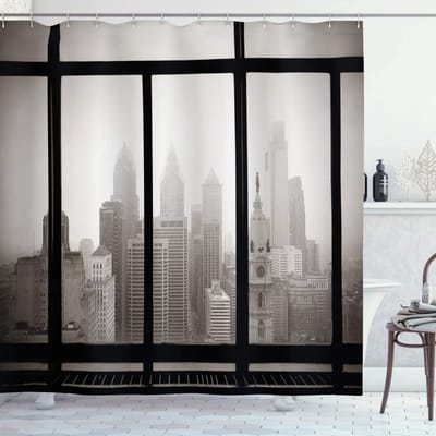 ABAKUHAUS douchegordijn – Philadelphia – 175×220 cm – lichtgrijs/zwart