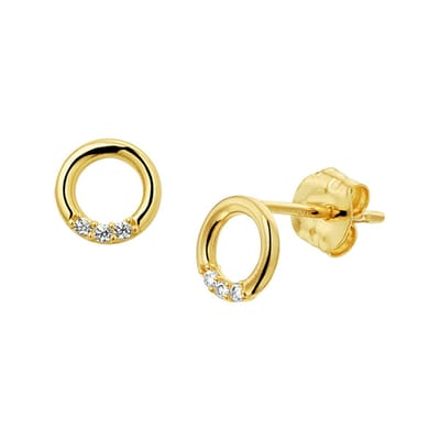 14K Geelgouden oorknoppen rondje zirkonia - 4020692
