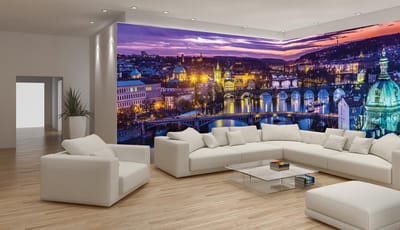 Fotobehang Vlies Steden, Brug | Paars | GROOT 832x254cm