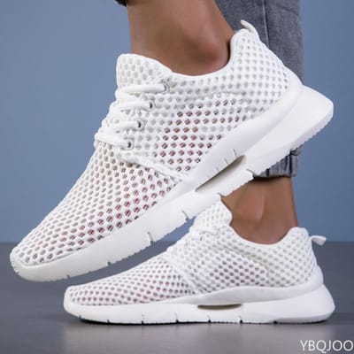 Lichtgewicht Ademend Mesh Effen Kleur Band Sport Schoenen Anti-slip Buiten Ademend Heren Hardloopschoenen 41 gray