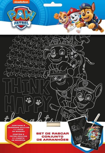 Nickelodeon Krasplaten Paw Patrol Junior Papier Zwart 3-delig