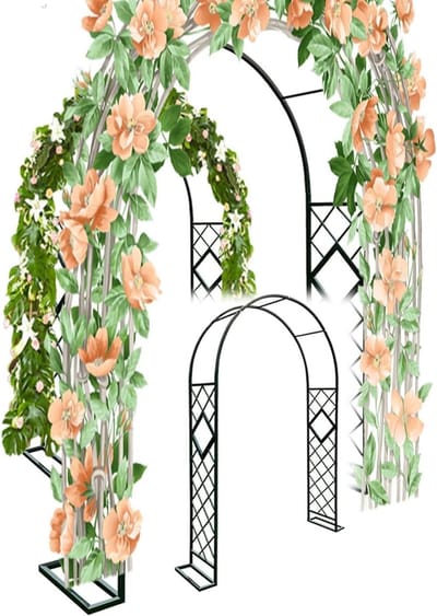 Tuinboog - Gazenboog Klimplanten - Decoratie Tuin - Met Bodemstuk - 220x230x40cm - Zwart