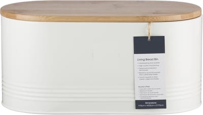 Famanu - Collectie broodtrommel met deksel pastelcrème 7 5 l opbergdoos voor keuken voor brood stalen broodtrommel met deksel luchtdicht van bamboe | Luxe opberger, modern design voor keuken en dagelijks gebruik