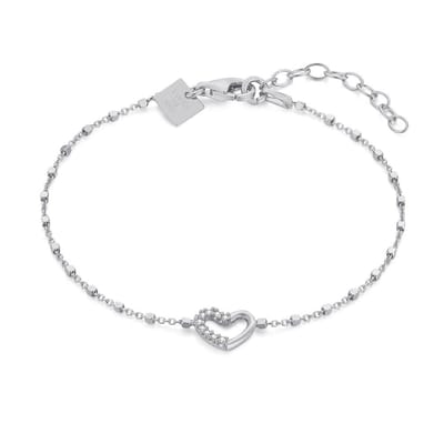 Twice As Nice Armband in zilver, hart, steentjes 16cm+3cm