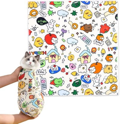Kattenwikkeldoek - Katten burrito - Katten verzorgen - Anti-ontsnapping - 45x45 cm - Grijs