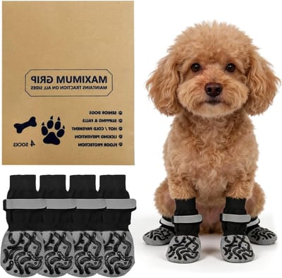 Niet-slip hondenkousen met verstelbare banden - 2 paar, bescherming voor poten van oudere honden op houten vloeren, ideaal voor binnengebruik en comfort