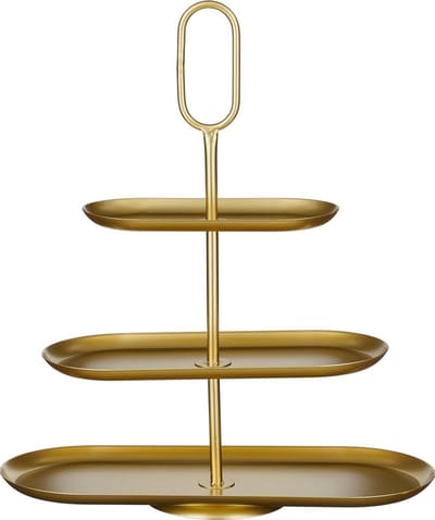 Mica Decorations Rama Etagere 3 Laags - Taarplateau - Serveertoren - 48 x 20 x 55 cm - Cake Stand - Serveerplateau - Metaal - Etagere Zwart