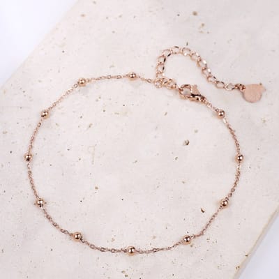 Hey Happiness Fijne Ball Chain Enkelketting Dames - Roestvrij Staal 18K Roségoud Verguld - Verstelbaar 21+6 cm - Waterproof - Hypoallergeen - Zomerse Ketting - Strand Sieridan