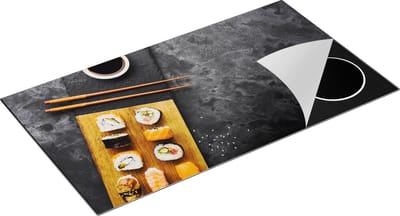 Chefcare Inductie Beschermer Sushi met Soja Saus op een Marmer - 95x50 cm - Afdekplaat Inductie - Kookplaat Beschermer - Inductie Mat