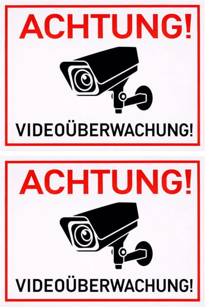 Waarschuwingsstickers Videobewaking - Camera Beveiliging Stickers - Perceel Beveiligen - Krasbestendig Weerbestendig - 75 x 5 cm - Wit Zwart Rood