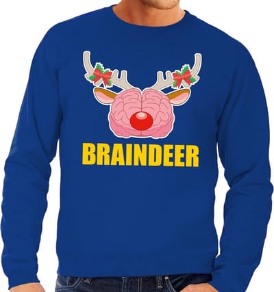 Foute kersttrui / sweater braindeer blauw voor heren - Kersttruien S