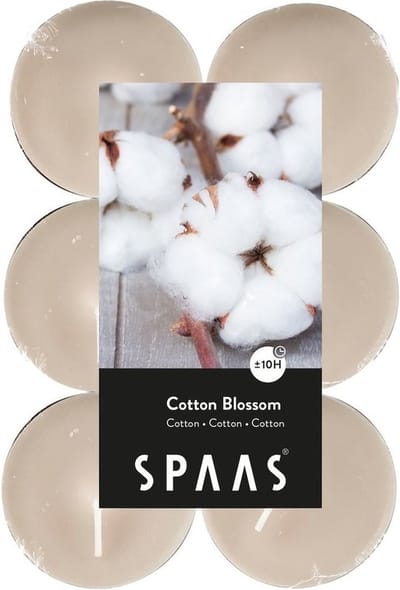 Spaas Geurtheelichtjes/waxinelichtjes - Maxi - 48x - Cotton blossom - 10 branduren - geurkaarsen