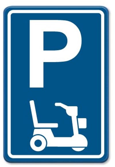 Parkeerbord Scootmobiel - blauw - Weerbestendig Aluminium - 40x60 cm - Bevestiging: Zonder bevestiging (alleen het bord)