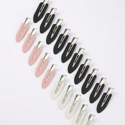 Zwart roze witte haarclips set dames – 20 stuks metalen haarspelden met zachte kunststof coating – antislip haar clip in drie kleuren voor dagelijks gebruik