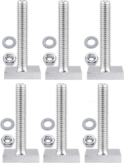 T-Track Adapter voor T-Slot Systemen - M6 Sliding Blocks, Rail Bevestigingen en Schroeven voor Machine Apparatuur - RVS Bevestigingsmaterialen, 6 Stuks