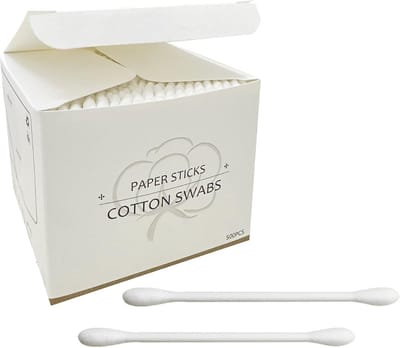 Vemelspiesjes met Papiertjes - 500 Stuks, Dubbelzijdige Natuurlijke Wattenstaafjes