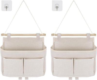 Hanging Storage Bags voor Badkamer met Haken - Grote Capaciteit, Vouwbaar, 3 Compartimenten voor Thuis, Kantoor en RV (Beige)