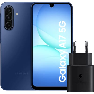 Samsung Galaxy A17 128GB Blauw 5G + Samsung Oplader 25 Watt Zwart