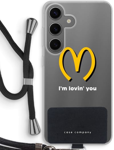 Case Company® - Hoesje met koord geschikt voor Samsung Galaxy S24 hoesje met Koord - I'm lovin' you - Telefoonhoesje met Zwart Koord - Bescherming aan alle Kanten en Over de Schermrand