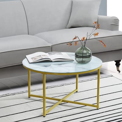 Salontafel Uppvidinge 45xØ80 cm marmer look wit en goudkleurig